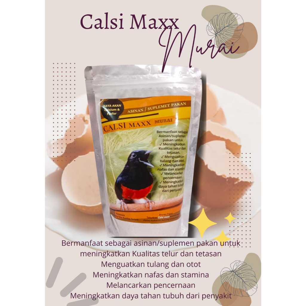 CALSIMAX CALSIMAXX KALSIUM BUBUK ASINAN UNTUK BURUNG MURAI BATU HIGH CALSIUM DAN FOSFOR
