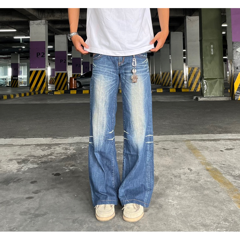 Celana Blue Jeans / Vtg Y2K Riobera Blue Jeans Longpants Apache Edition Washed Accent Selvedge Boot 