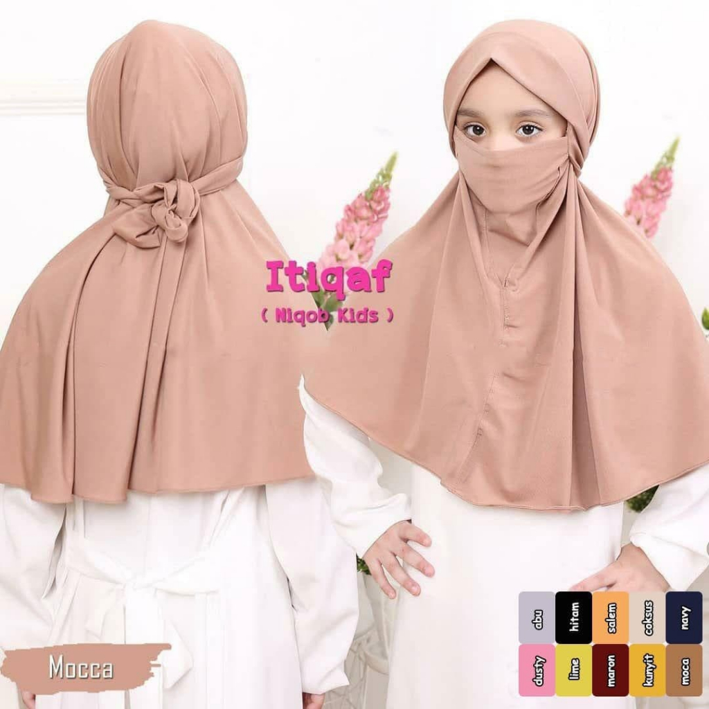 Itiqaf Kids Jilbab anak syari / khimar anak / niqab anak / hijab anak / hijab masker / anqueela ATH32