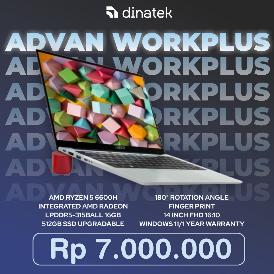 ADVAN Laptop Workplus AMD RYZEN 5 6600H 16GB 512GB