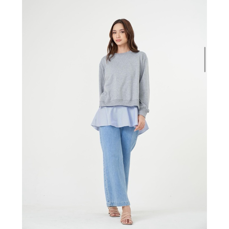 Fix Dapat Last Stok - Kyo Milen Set Moira Top Ash Grey Jade Charcoal Dusk Blue by Fixpose