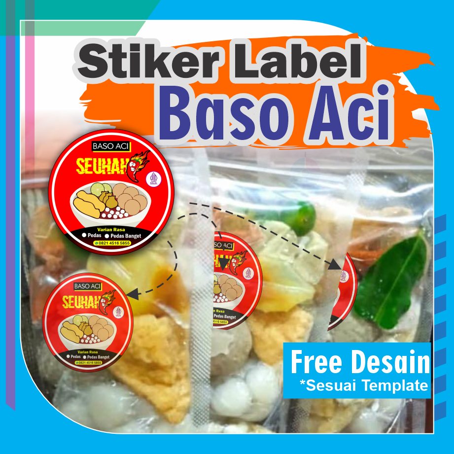 

Stiker Murah Bandung Cutting Sticker Baso Aci Cromo Bulat Label Logo Kemasan Produk Makanan Kromo