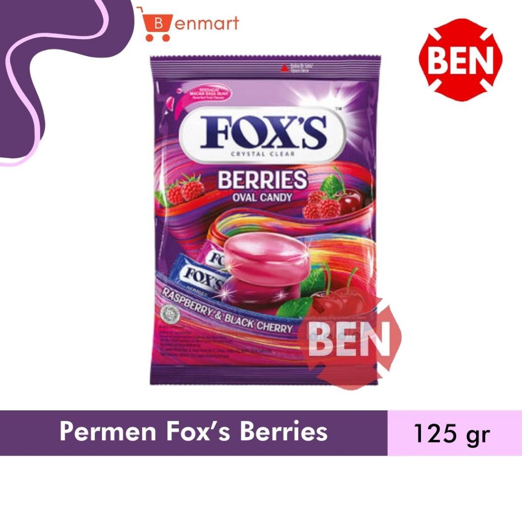 

Permen Fox's BERRIES RASPBERRY & BLACK CHERRY 125g Fox Foxs Ungu Buah