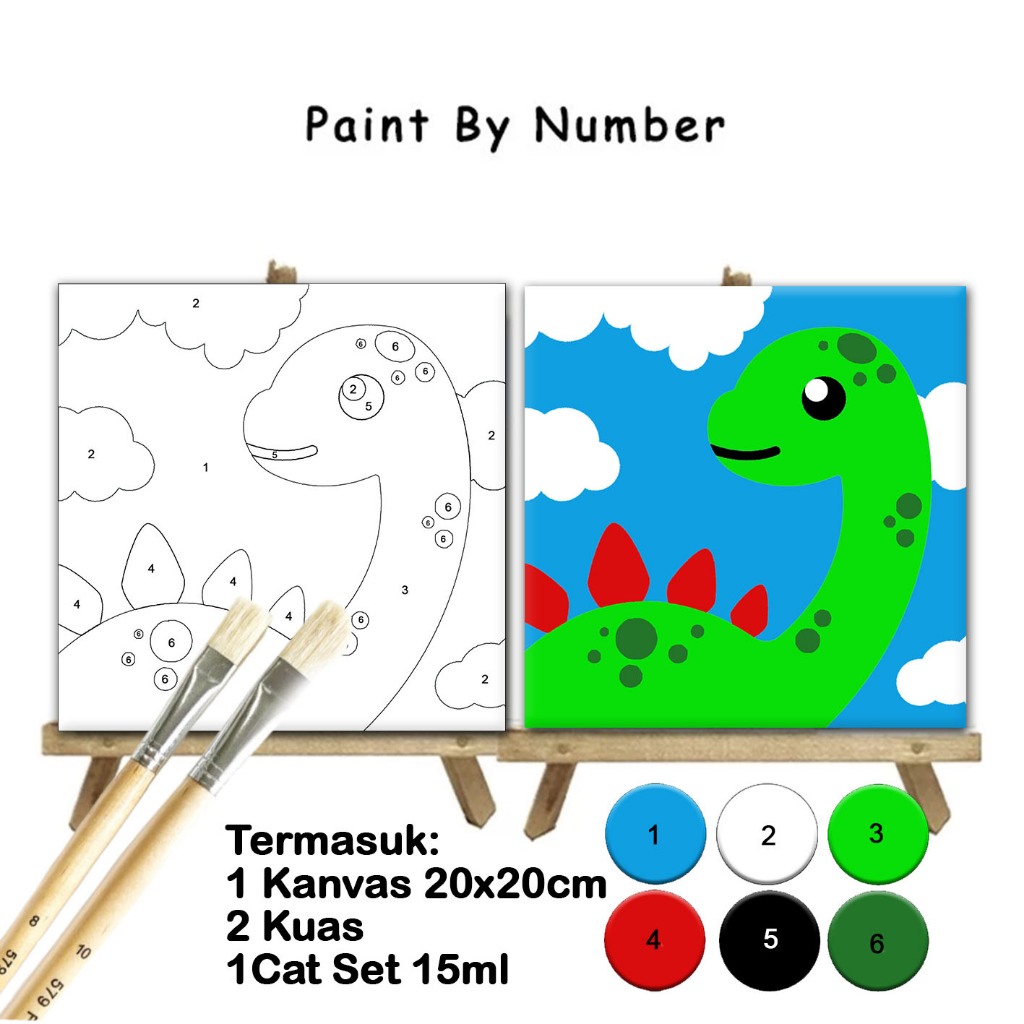 

PAKET Hampers Paint By Numbers Kids Kanvas Lukis DIY Painting Dino