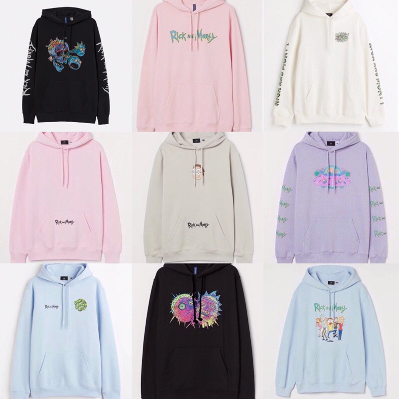 HM FULL TAG NEW PINK RICK AND MORTY BLUE PORTAL BOYZ BOYS CROWDED LILAC BLACK PURPLE HOODIE RICK & M