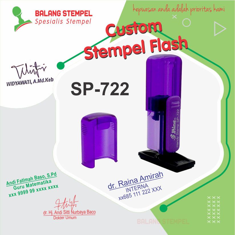 

Stempel Nama Dokter Bidan Perawat Apoteker Guru Cap Tanda Tangan Stampel Flash Warna Otomatis Custom stamp Handy Pocket Shiny SP-722