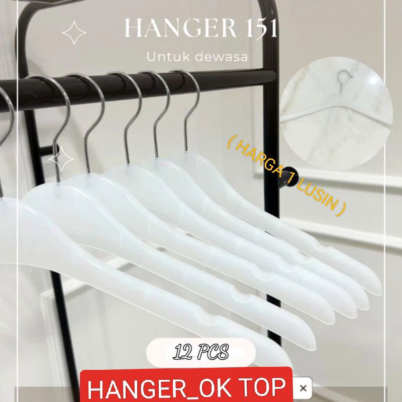 Hanger Baju Dewasa Plastik 151 Putih ( 1 Lusin )