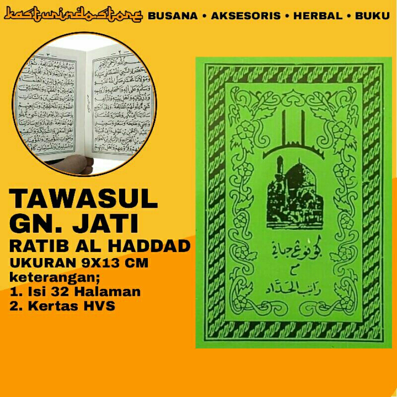 Buku Kitab Tawasul Sunan Gunung Jati dan Rotib Al Haddad Ukuran 9X13 CM