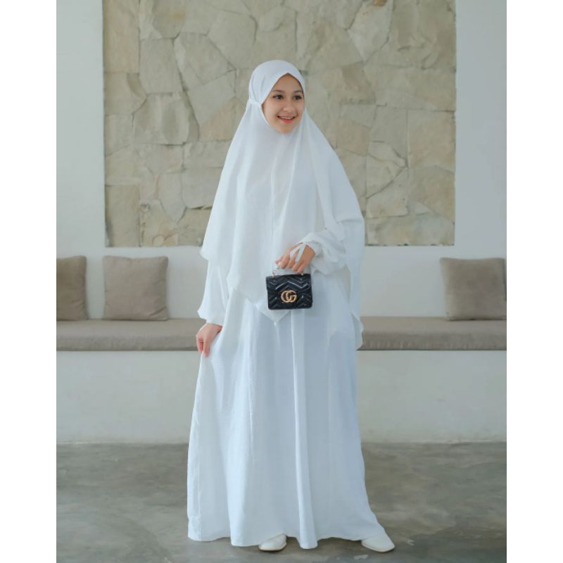 COD Gamis Muslim Anak Perempuan Remaja Polos Putih Hitam Usia 10-11-12-13-14-15 Tahun Maira Syar'i k