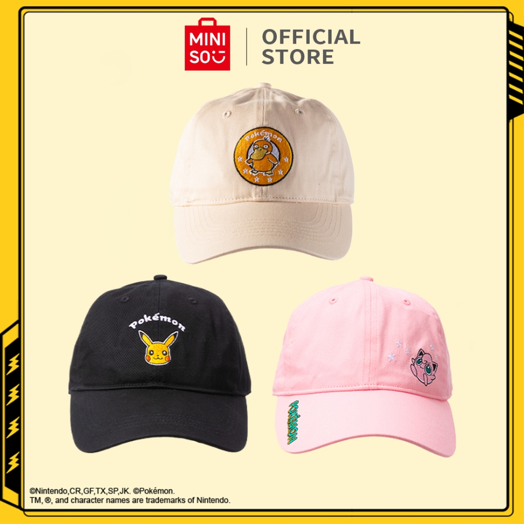 MINISO x Pokémon Pokemon Topi Baseball Cap Hat Fashion Unisex Dengan Bordir Tulisan