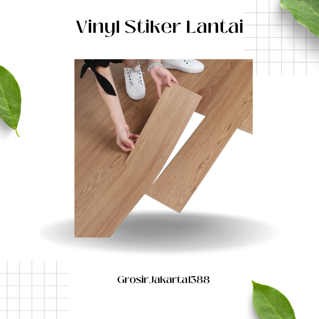 Vinyl Lantai Stiker Lantai Wallpaper Lantai / Lantai Vinyl Motif Kayu Ukuran 91.5 X 15,2 Cm Tebal 2 