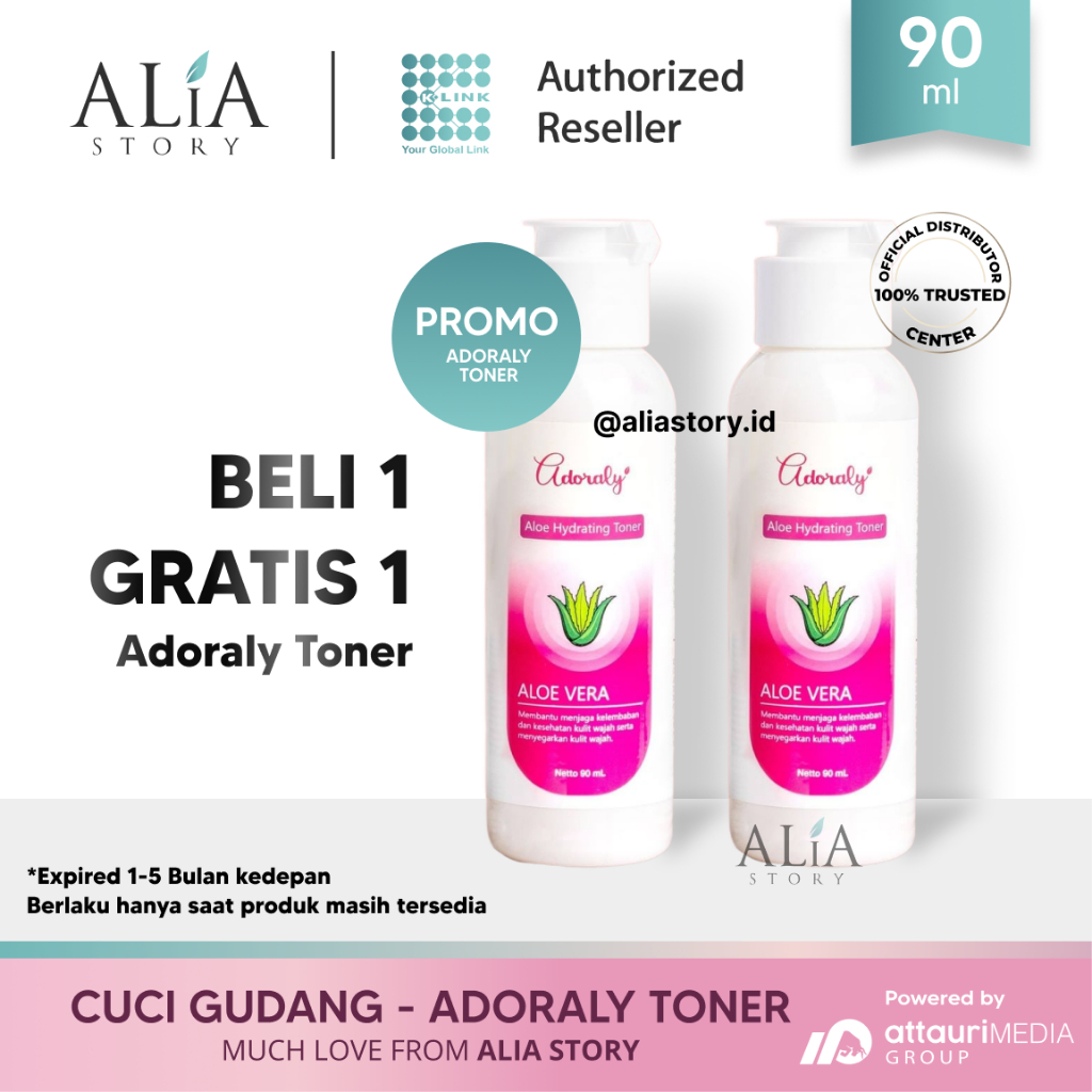CLEREANCE SALE Beli 1 Dapat 2 Adoraly Skincare Hydrating Toner with Aloe Vera 90 ml Original Mengang