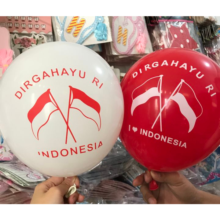 ☄️NEW✨balon latex DIRGAHAYU RI / balon bulat HUT RI / balon karet merah putih dirgahayu RI / balon k