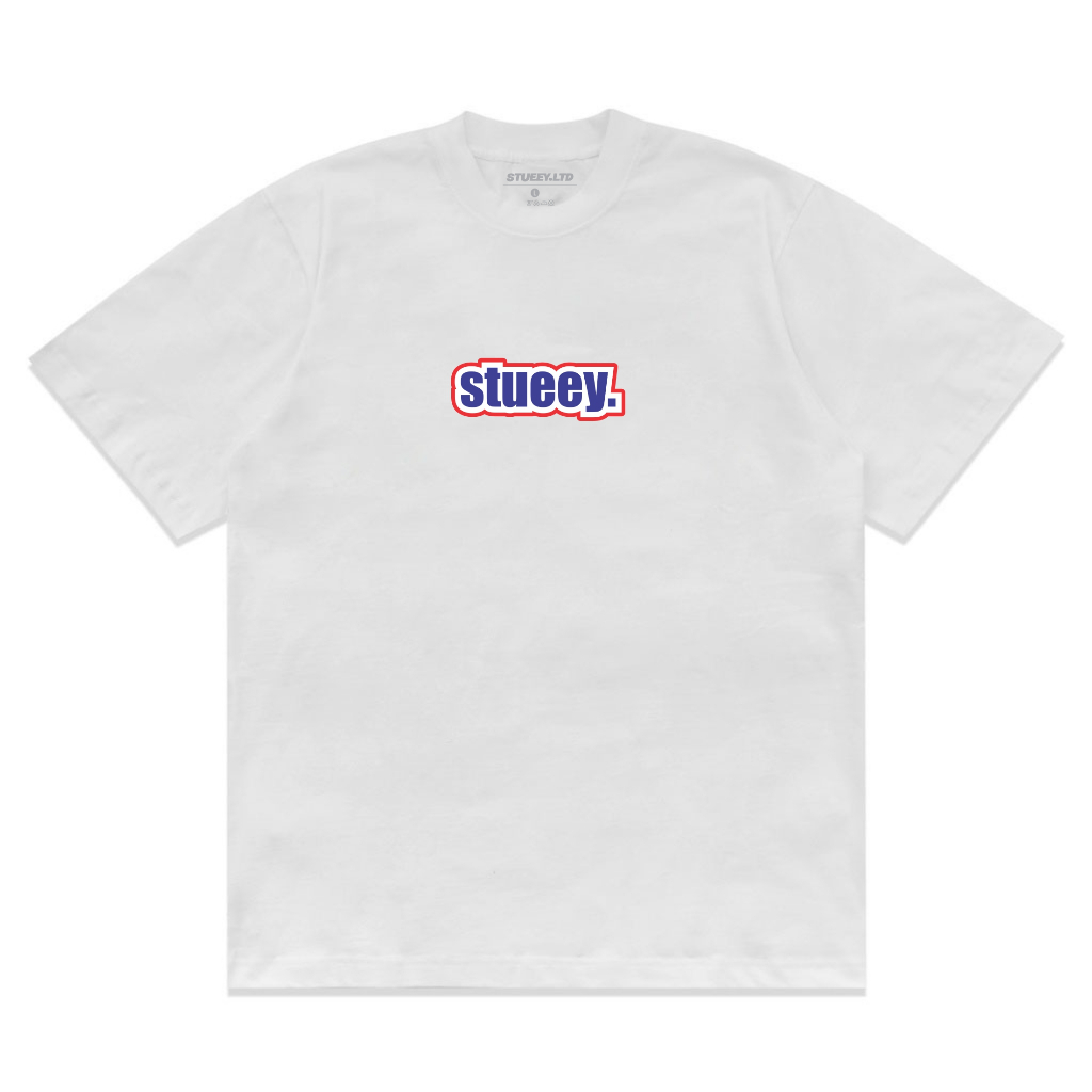 Stueey kaos distro warna putih tshirt baju atasan keren original murah unisex motif simple terbaru t