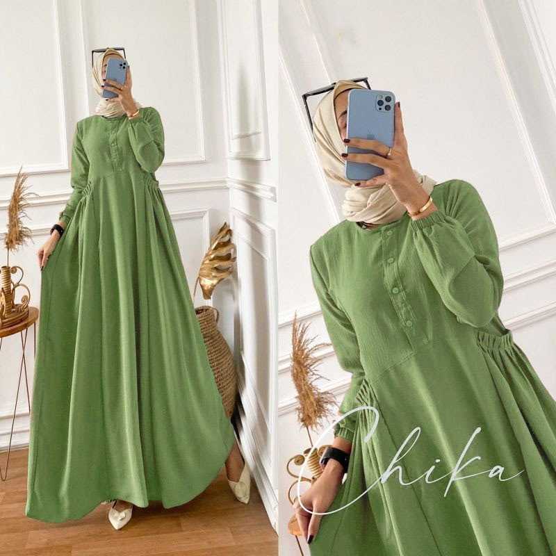 baju gamis wanita terbaru 2024 kekinian remaja gaya korea terlaris dress muslim dewasa syari kondangan pengajian lebaran ibu-ibu busui friendly Cika Airflow Crinkle O1X1