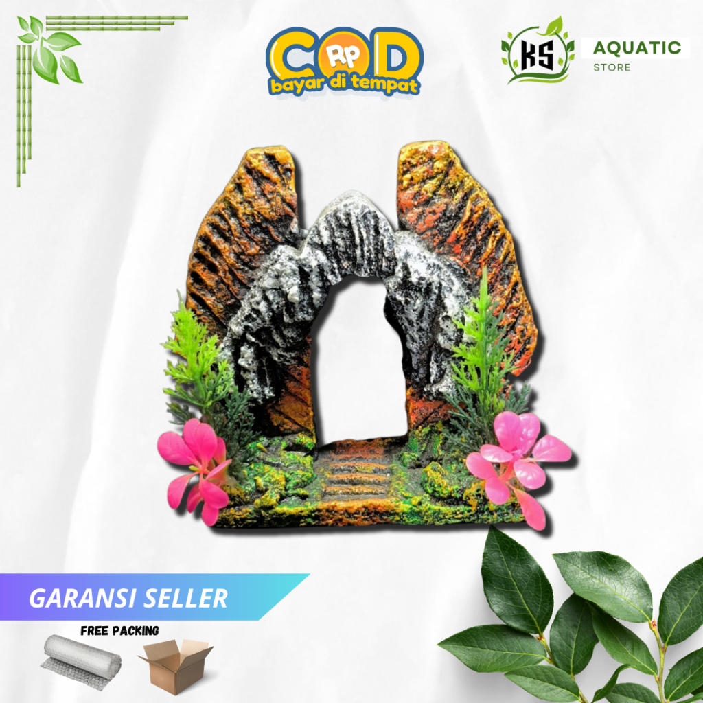 Hiasan Aquarium Terowongan Taman Ikan l Hiasan Akuarium Goa Cemara
