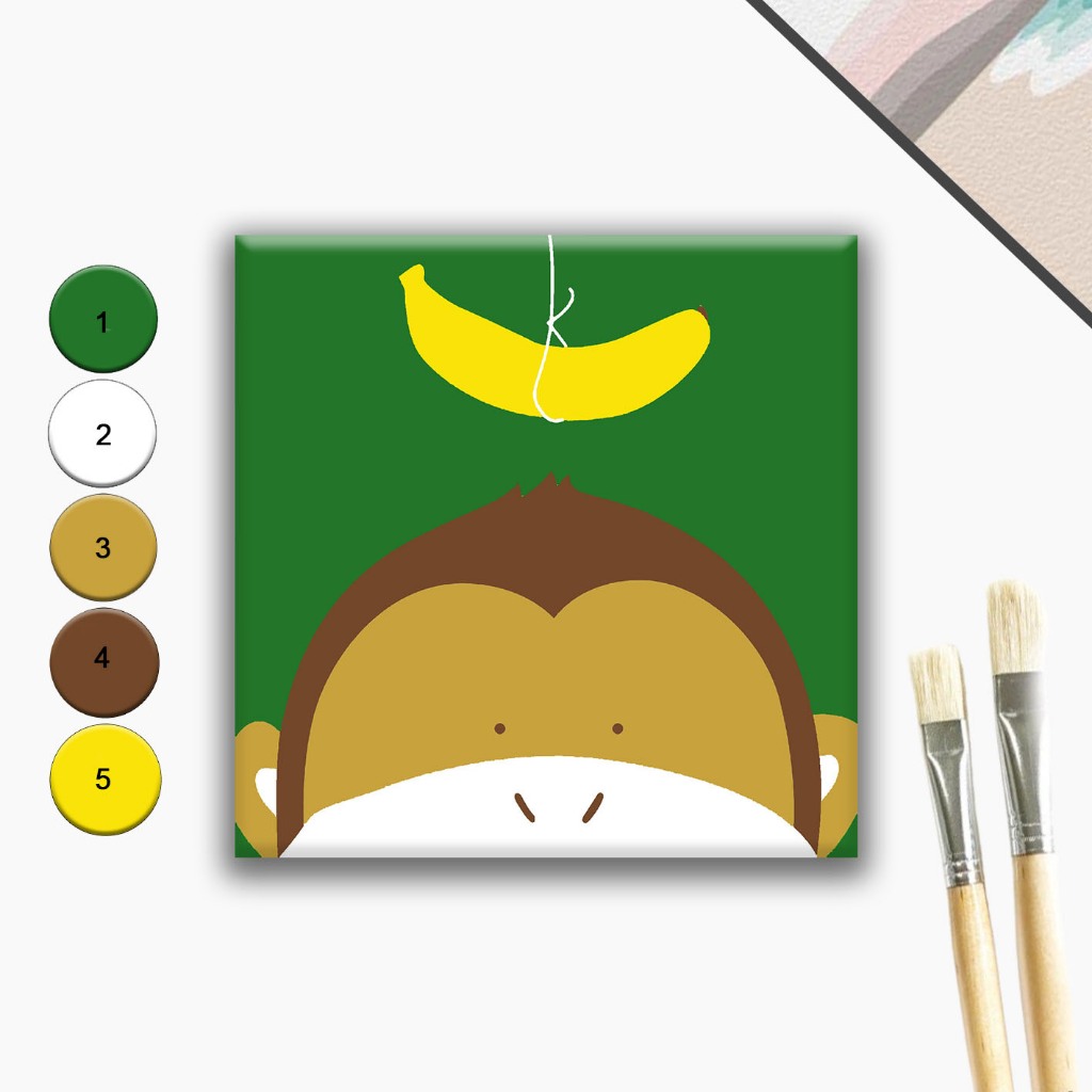 

Paint By Number 20x20 Monkey Painting Kit Kanvas Lukis Anak Set