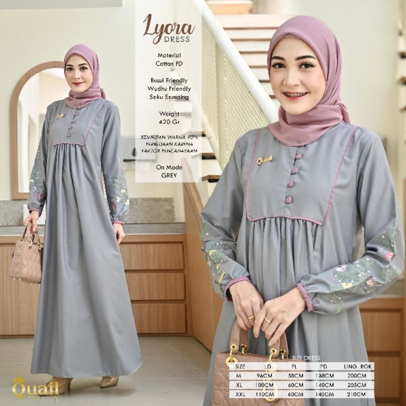 Dress Muslim Wanita Gamis Katun Premium Original Quail Hijab LYORA