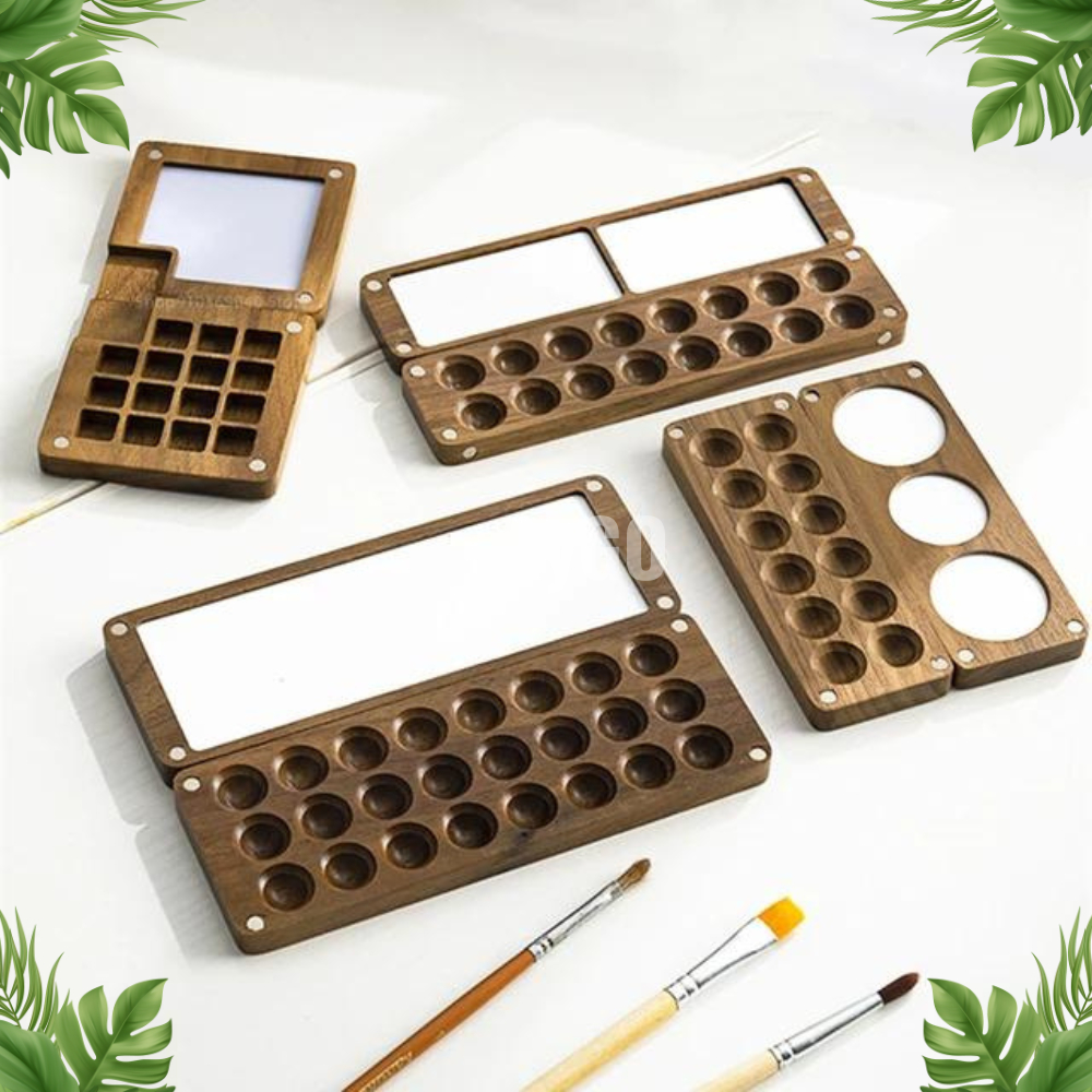 WOODEN PALETTE MAGNETIC MINI / PALETTE PORTABLE / PALET LUKIS KAYU MINI