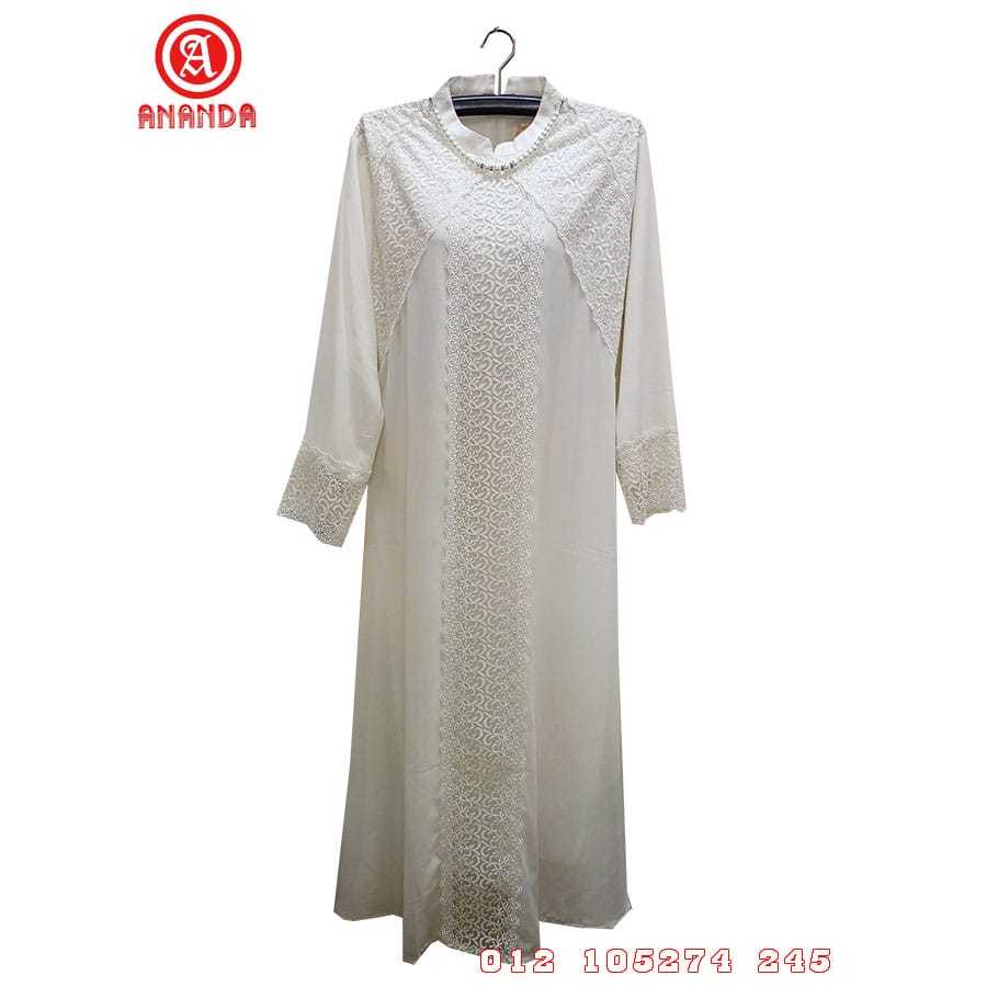 Gamis wanita dewasa iluva kerah sanghai sifon kombinasi burkat hitam model daleman 2l-5l