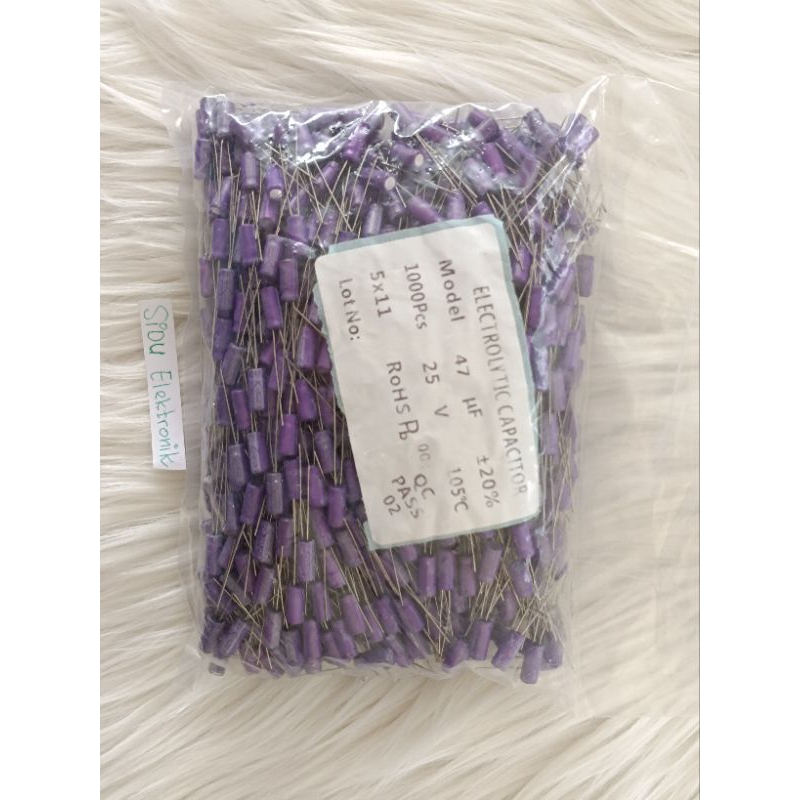 1000 pcs elko kapasitor 47uf 25v elco capasitor 47 uf 25 volt