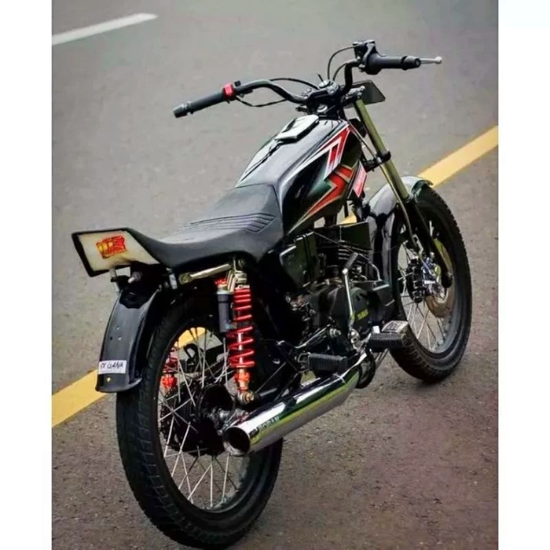 Striping lis sticker standar ORI yamaha rx king 2004 hitam merah stiker rx king hitam merah 2004