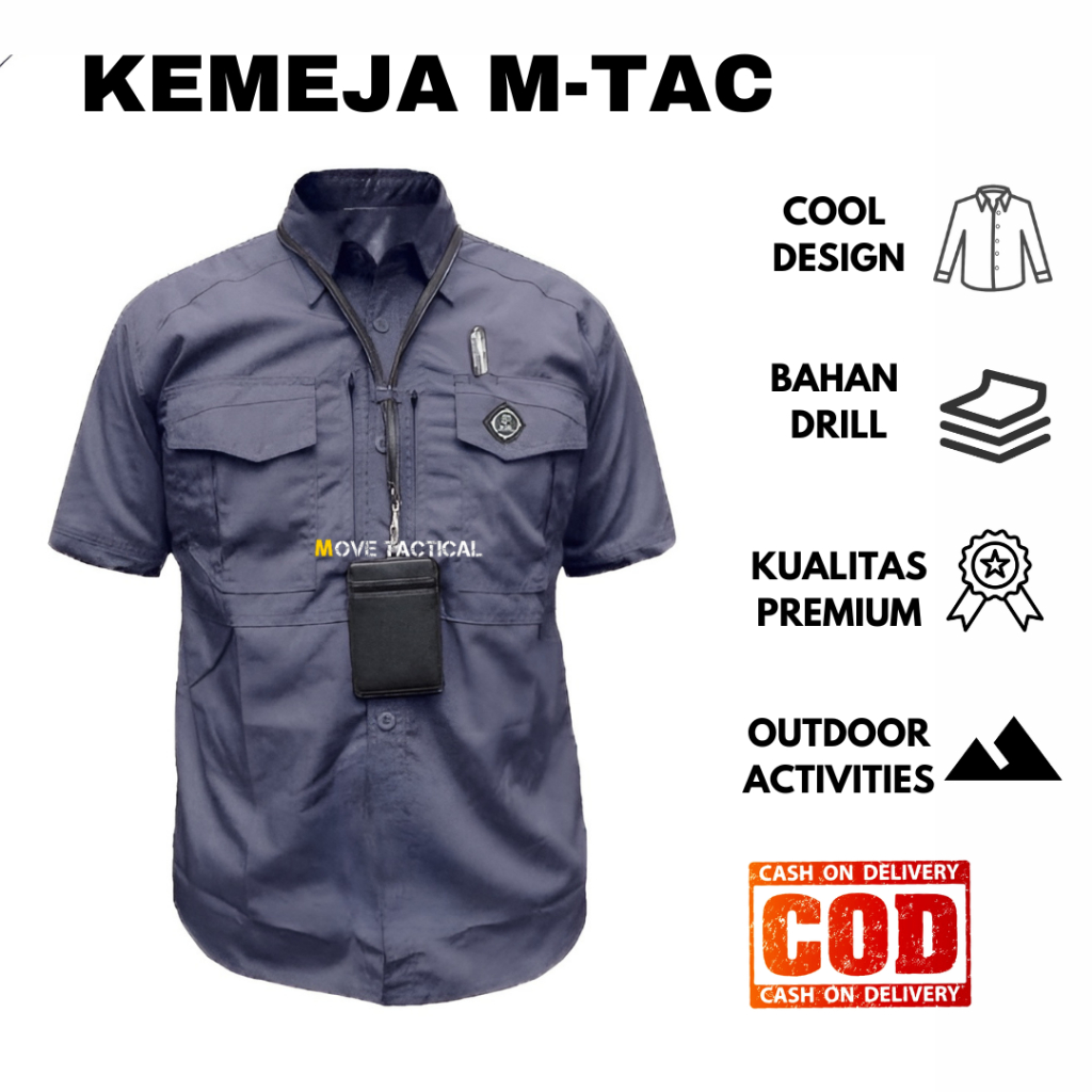 Kemeja Tactical Outdoor Premium M-TAC Lengan Pendek Abu - Kemeja Pdh - Kemeja Outdoor Abu - Kemeja T