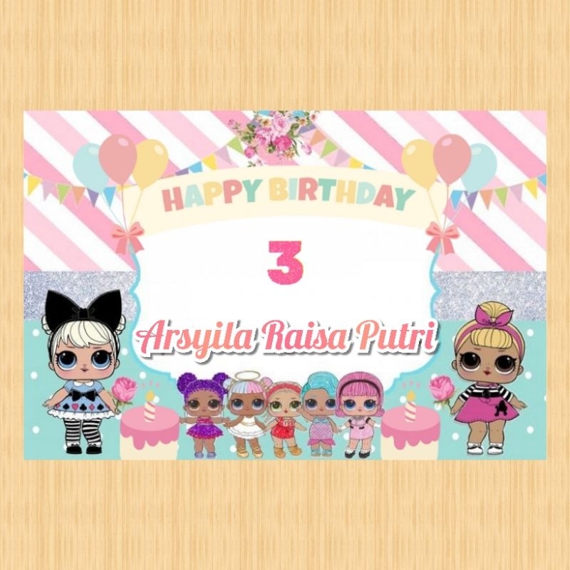 Spanduk LOL banner LOL spanduk banner ultah anak background LOL custom backdrop ulang tahun anak LOL