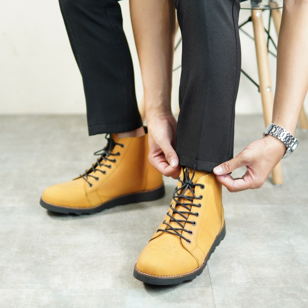 Diskon Sepatu Boots Kulit Fashion Pria Sepatu Formal Barbados Boots Kekinian Pria Kulit Asli Coklat