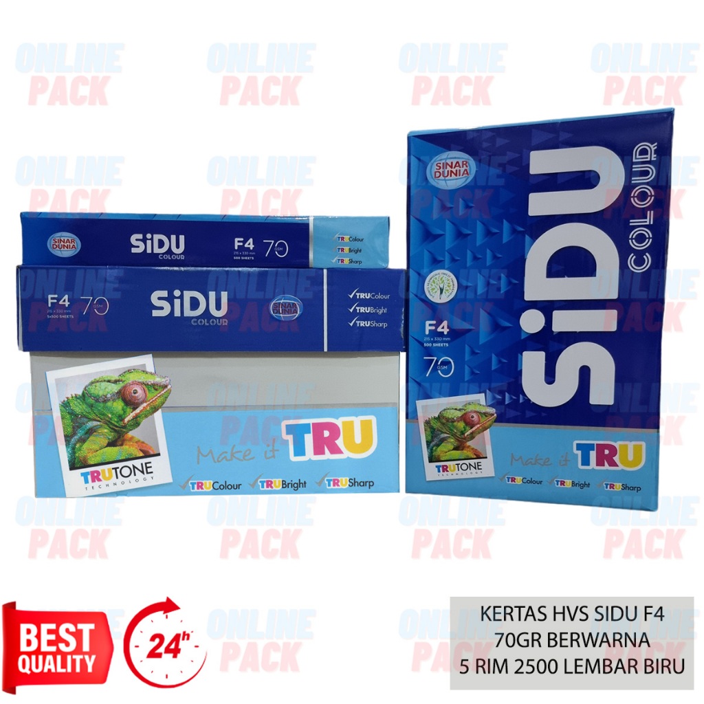 

KERTAS HVS SIDU F4 FOLIO 70GR BERWARNA BIRU 70 GSM GRAM 1 KARTON BOX 5 RIM 2500 LEMBAR OCEAN COLOUR TRU CERAH TAJAM COPY LASER FAX INKJET