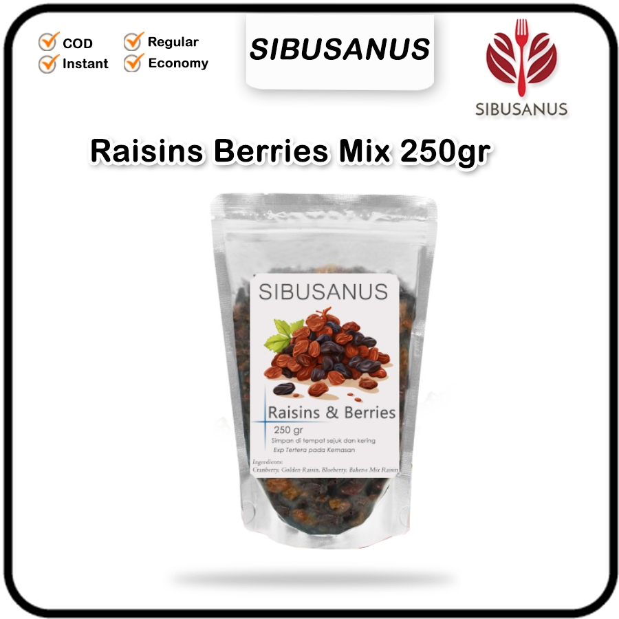 

Raisin Mix Berry 250gr Cranberry Blueberry Golden Raisin Kismis Campur Camilan Sehat 250 Gram