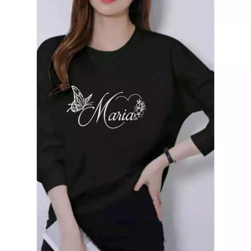 BAJU WANITA LENGAN PANJANG MANSET SABLON DIGITAL PRINTING TRENDY motif MARIA