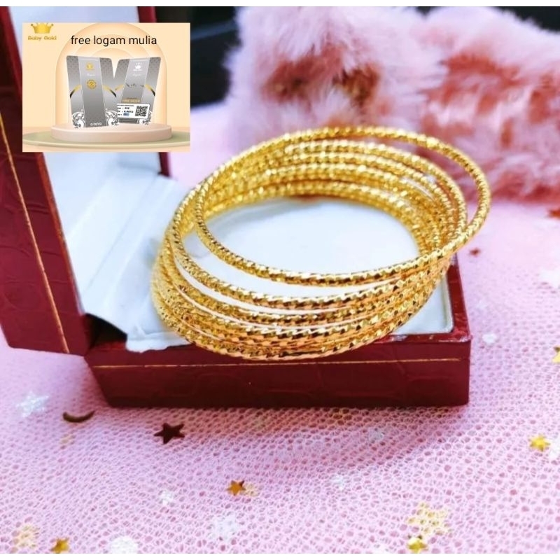 Perhiasan Titanium Gelang Keroncong Anak Perempuan Isi 6 Pcs Anti Karat Dan Anti Luntur Asli Ori