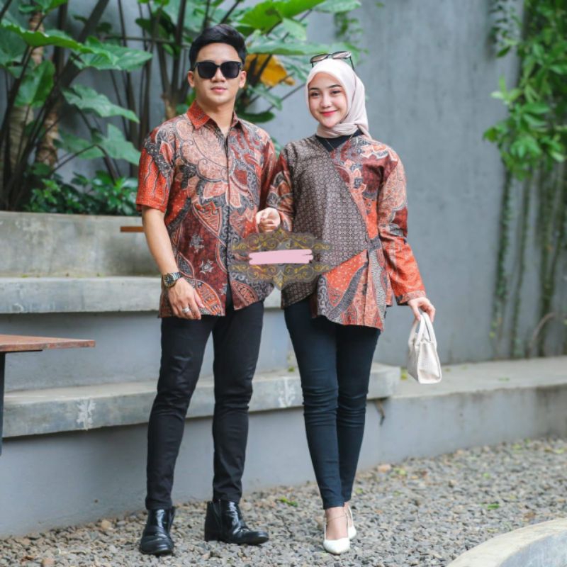 Sarimbit Couple Hem Dan Blus Batik Motif Kombinasi - Sekar Ayu Batik