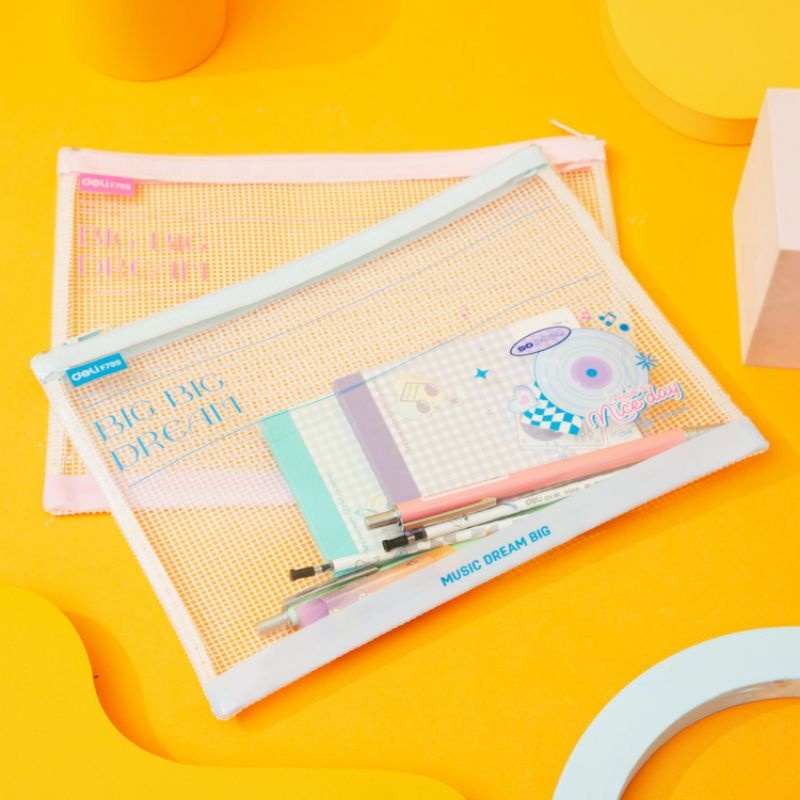 

[DELI X AGNES MO] Zipper Bag CF799 Ukuran A5 Jaring