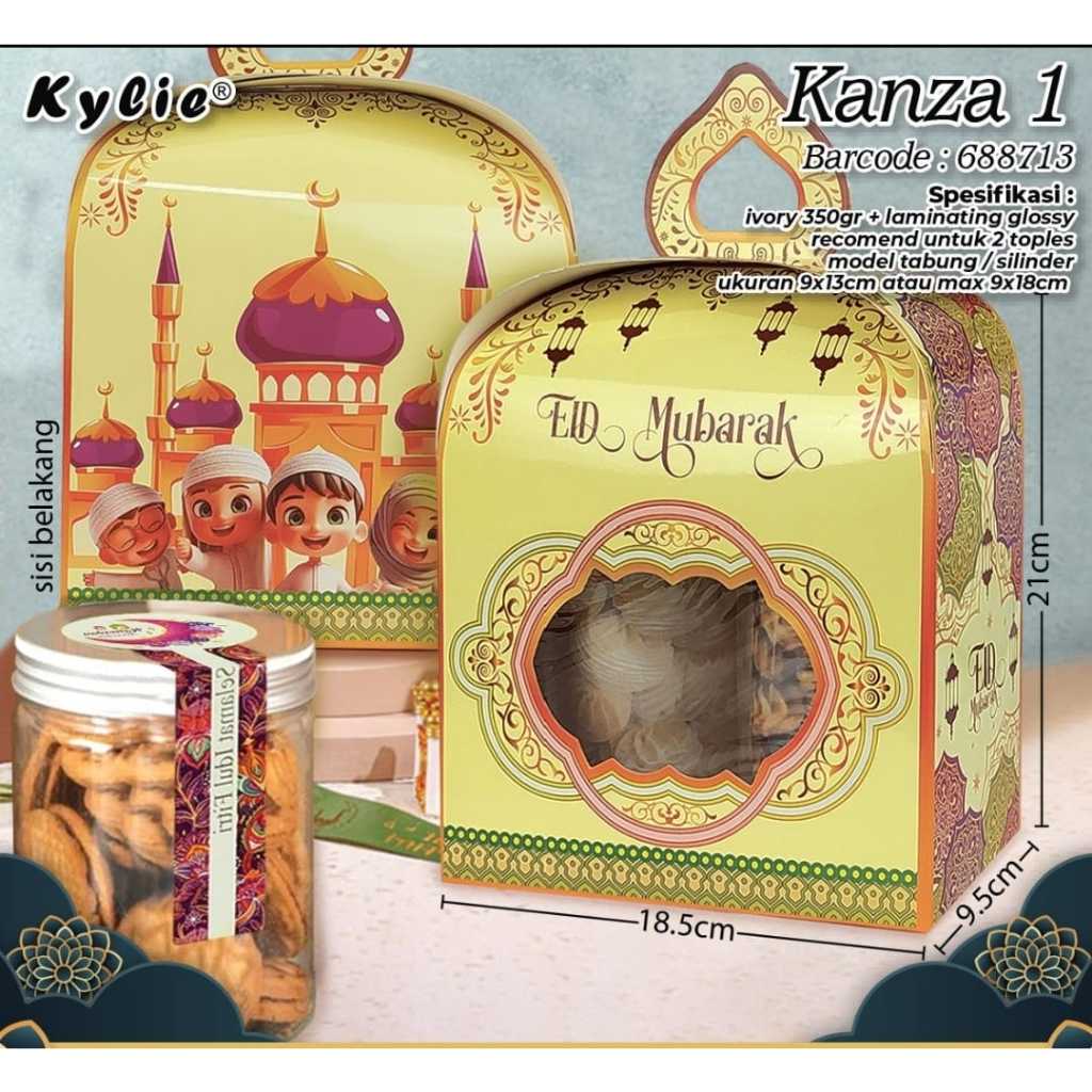 

box idul fitri kanza 2 18.5 x 21 x 9.5 cm untuk 2 toples tabung
