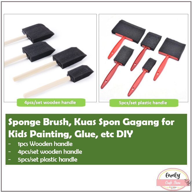 

LovelyCraftStore | 1pc / 4pcs/Set Sponge brush for paint, glue, kuas spon untuk cat, lem, foam brush, kuas layangan