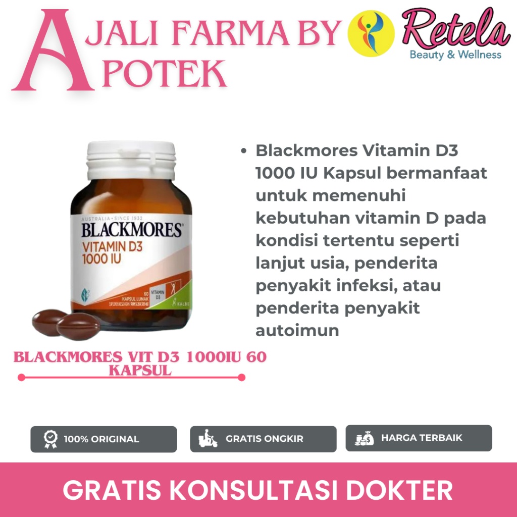 Blackmores Vit D3 1000IU 60 Kapsul