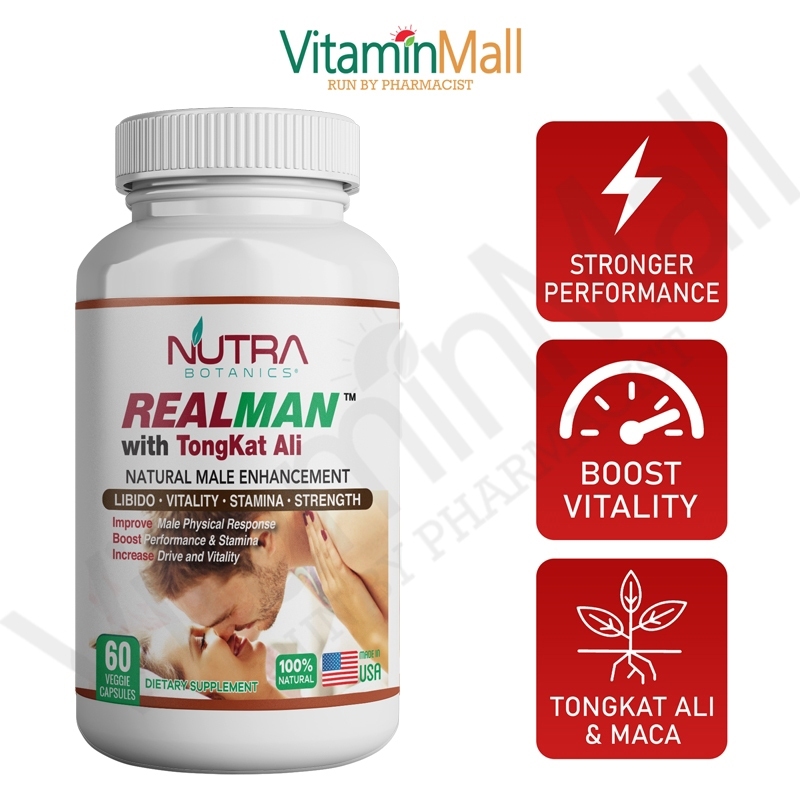 [Ship from Singapore] Nutra Botanics Realman TongKat Ali (Isi 60 Kapsul) – Obat Kuat Pria Tahan Lama