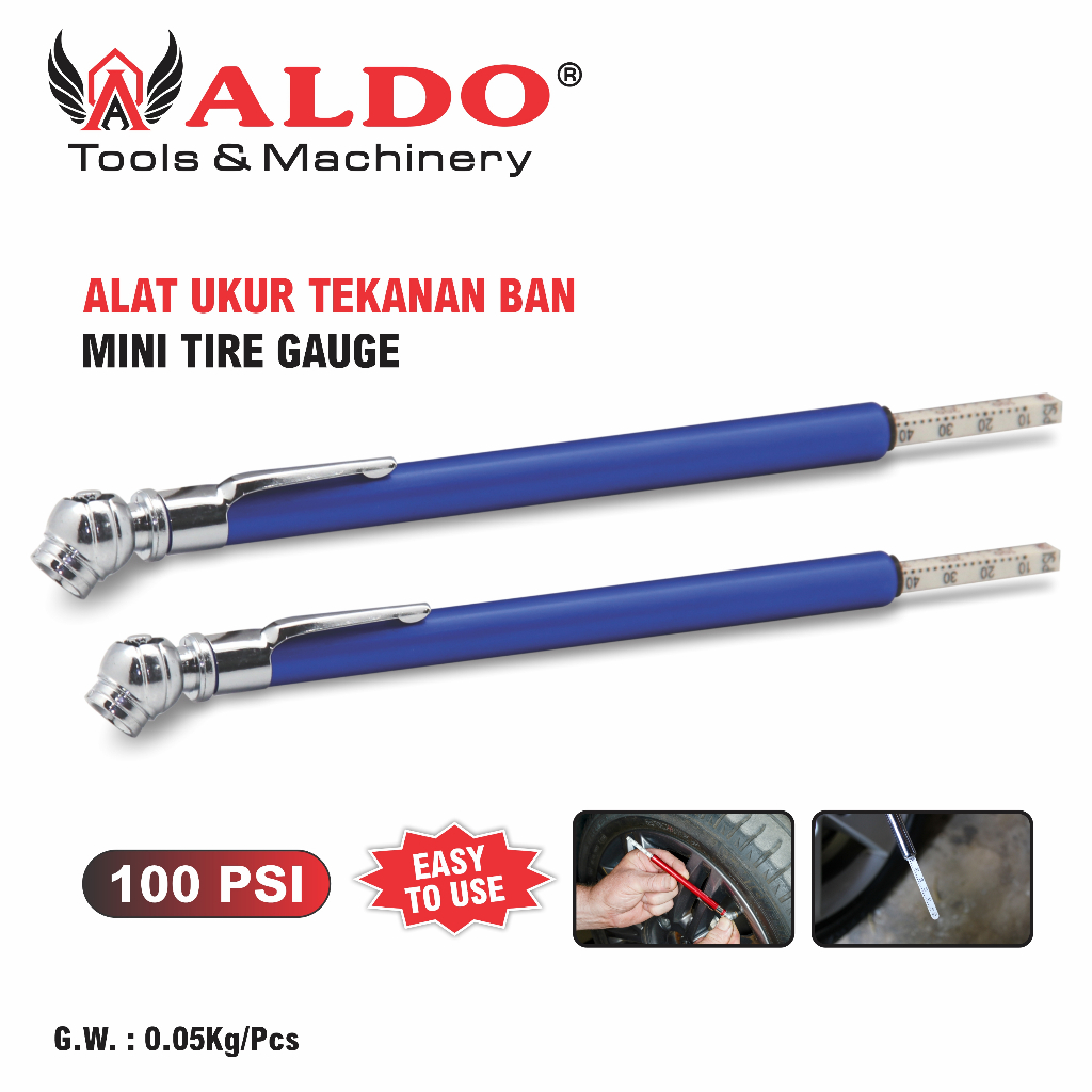 ALAT UKUR TEKANAN BAN UKURAN 100 PSI MERK ALDO