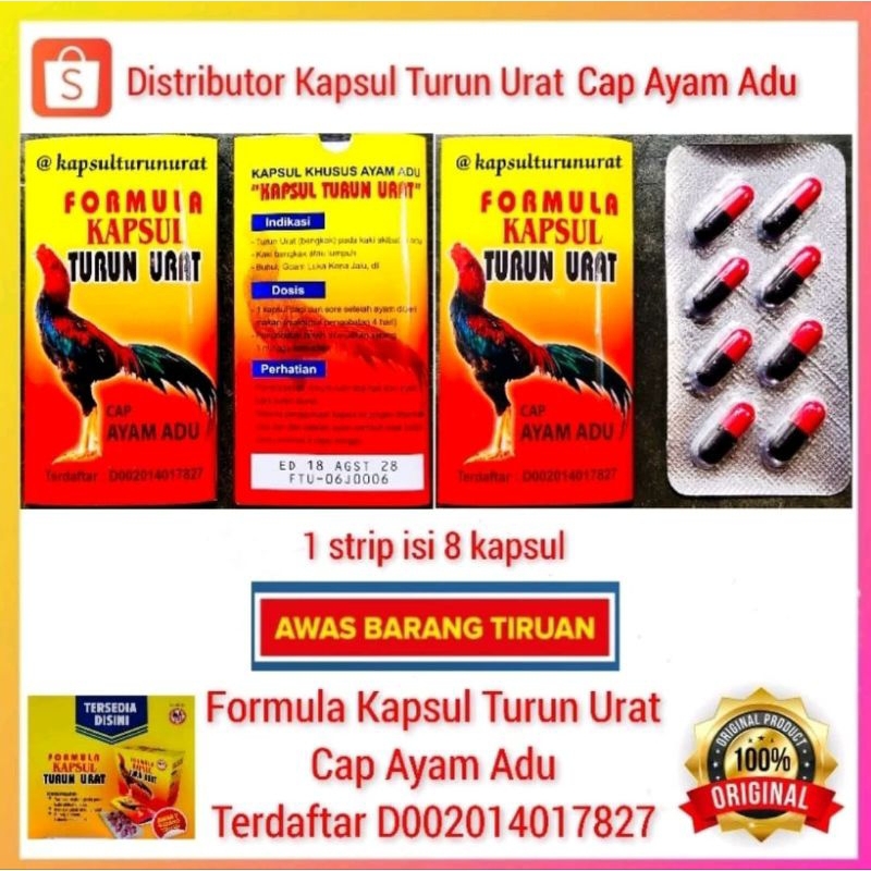 OBAT TURUN URAT AYAM FORMULA KAPSUL TURUN URAT 8 CAPSUL CAP AYAM ADU