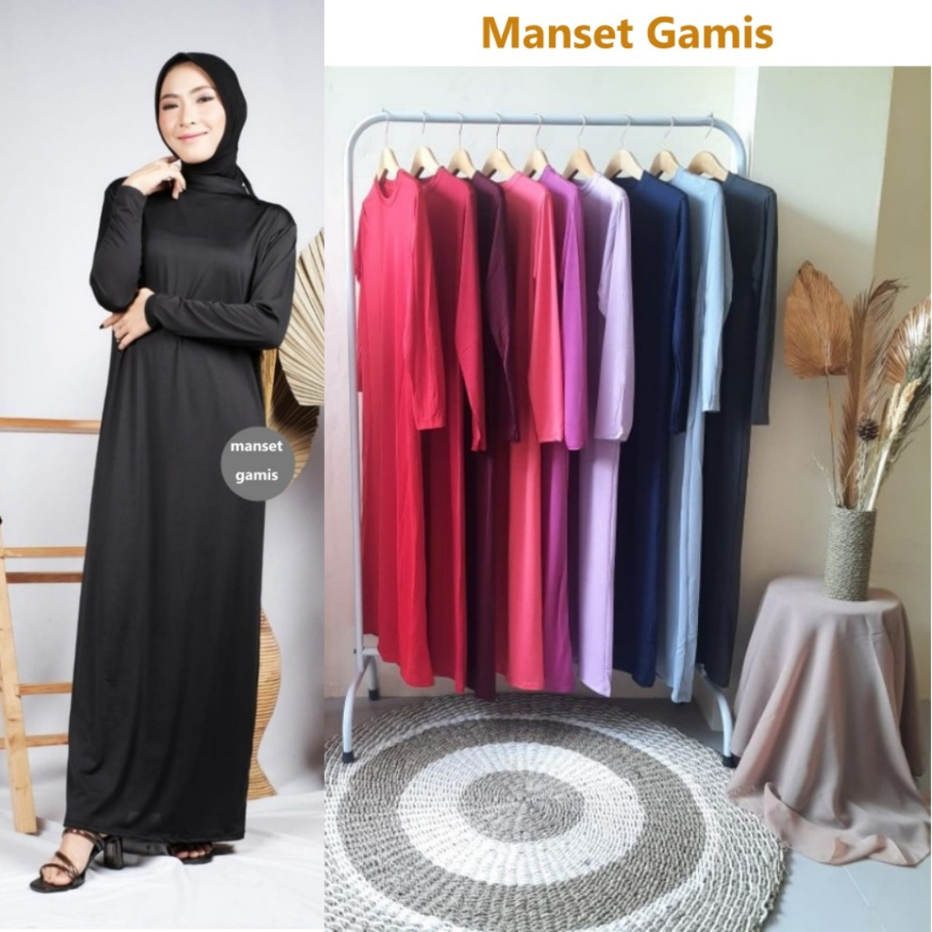 AliMaMa - MANSET GAMIS - Dalaman Wanita Inner Lengan Panjang Kebaya Mangset Kaftan Baju Dress Dalema
