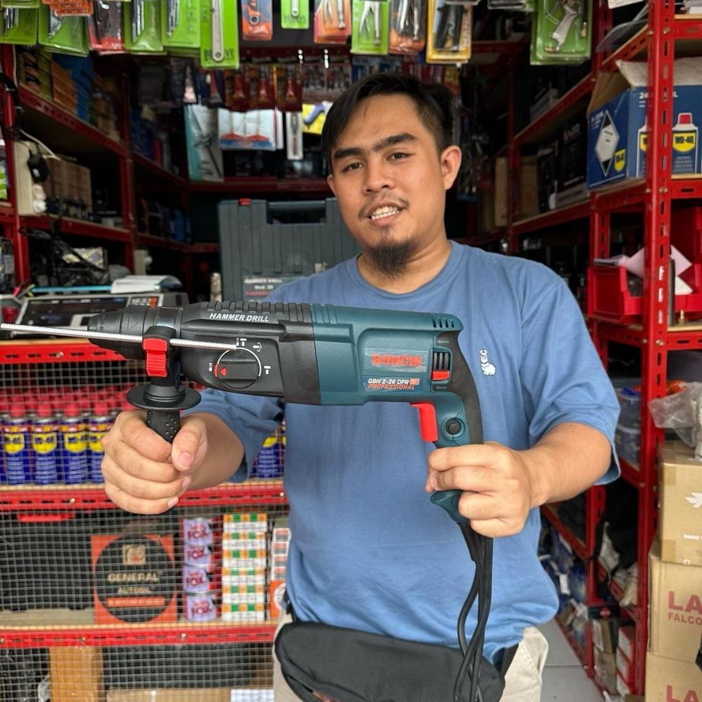 Mesin Bor Bobok Tembok Mesin Bor Rotary Hammer SDS Plus Bonchi x Gudang Jatek untuk Beton, Besi, dan