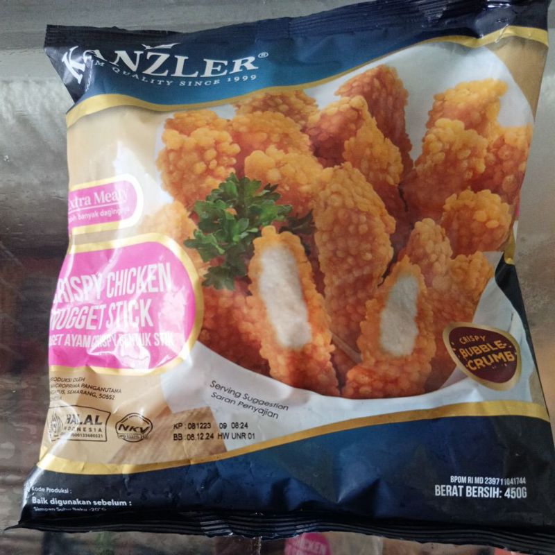 

KANZLER CRISPY CHICKEN NUGGET STICK NAGET AYAM BENTUK STIK KEMASAN 450 GRAM