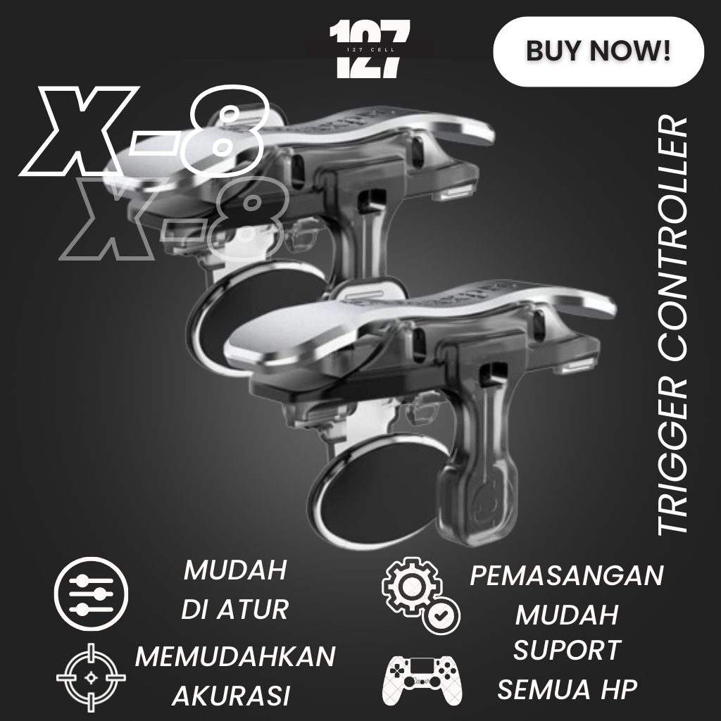 Trigger X-8 Controller Joy Stick Alat Bantu Tembak Shooter L1 R1 Tombol Untuk Gaming Handphone PUBG 