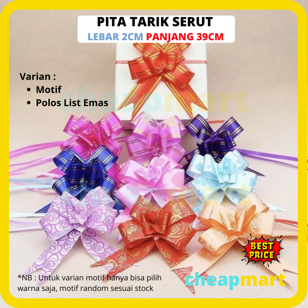 

PITA TARIK PANJANG 39cm LEBAR 2CM ISI 10pc PITA SERUT PARCEL KADO PITA CANTIK [TGG]