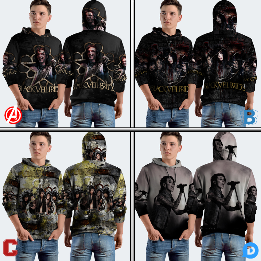 Jaket Hoodie Black Veil Brides Hoodie Jumper Fullprint Casual Pullover Hoodie Full Print New Casual 