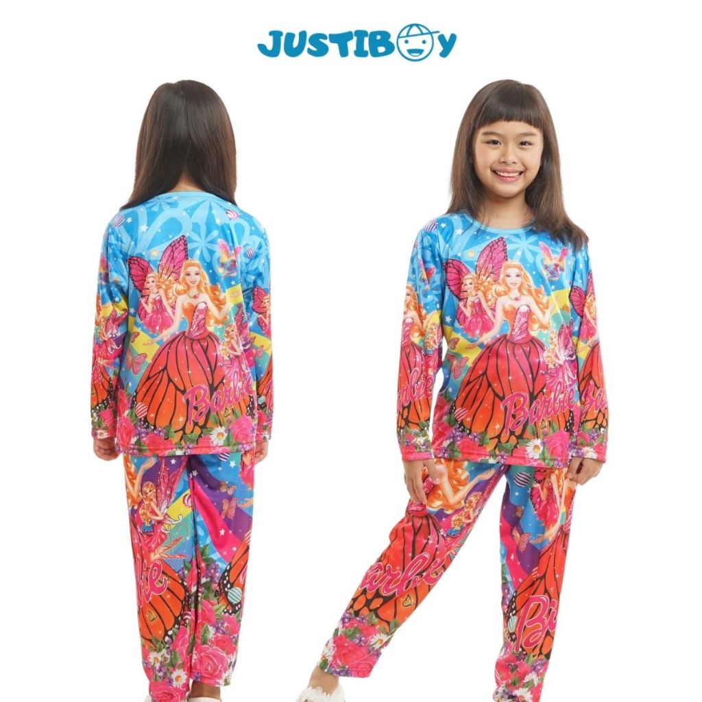 Baju Piyama Anak Perempuan Motif Barbie Lengan Panjang 3 - 12 Tahun