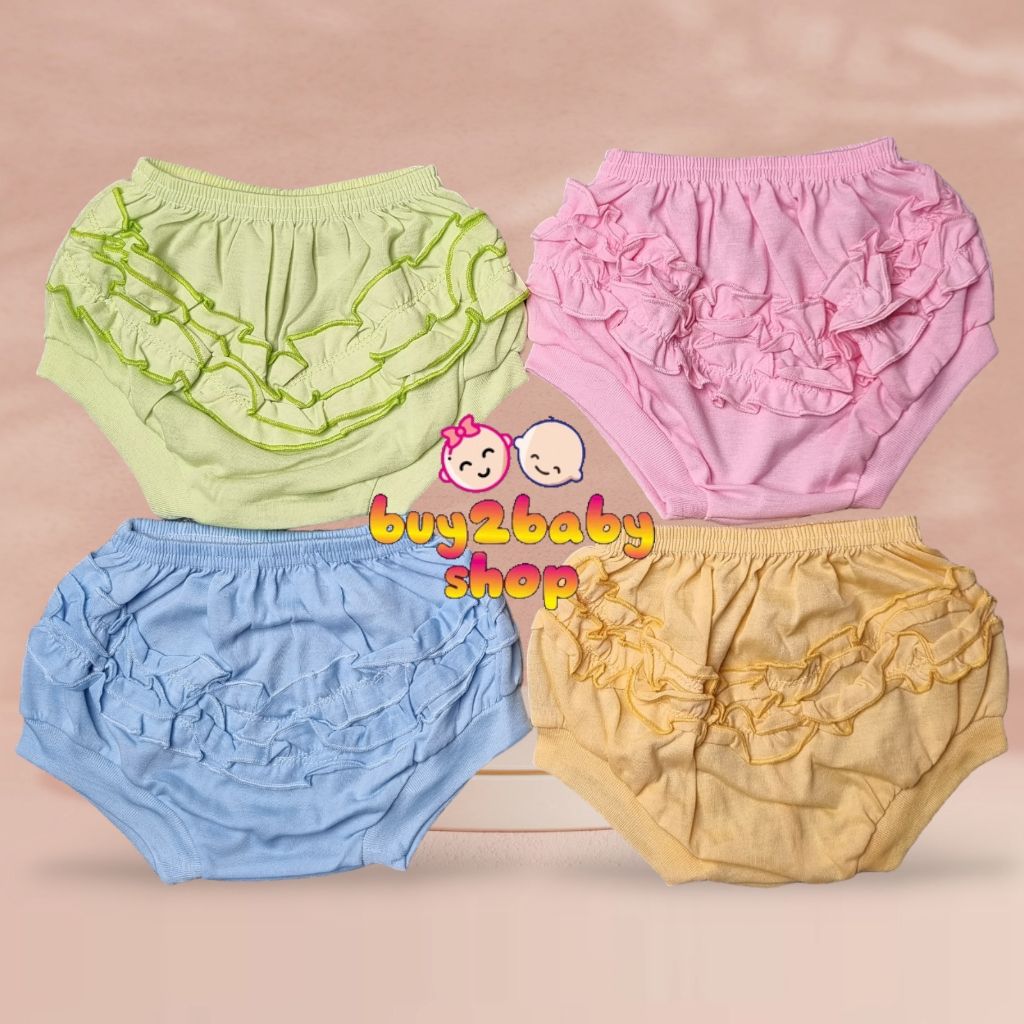 Celana dalam anak perempuan celana dalam bayi model rampel warna polos usia 1-2 tahun isi 3-6 CD