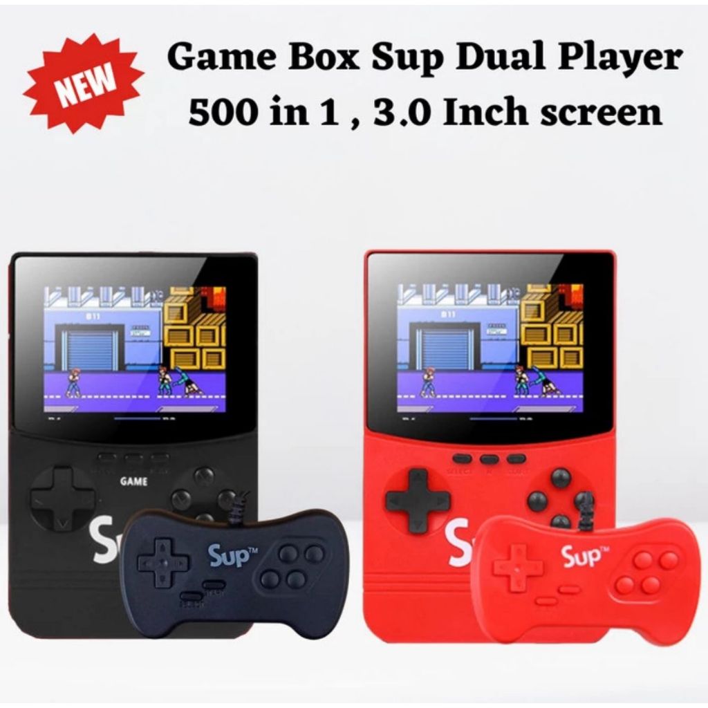 [BISA COD] [Mainan Anak] Game Box SUP 3 Inch Dual Player 500 Games In 1 / Game Boy Dual Remote